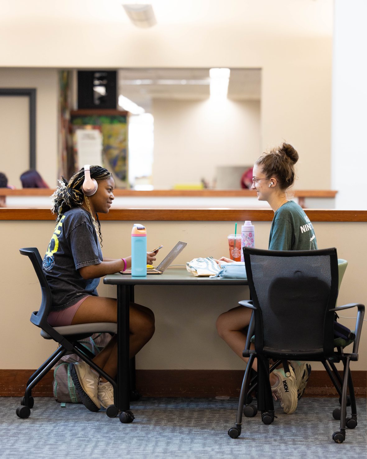 two students studying together
